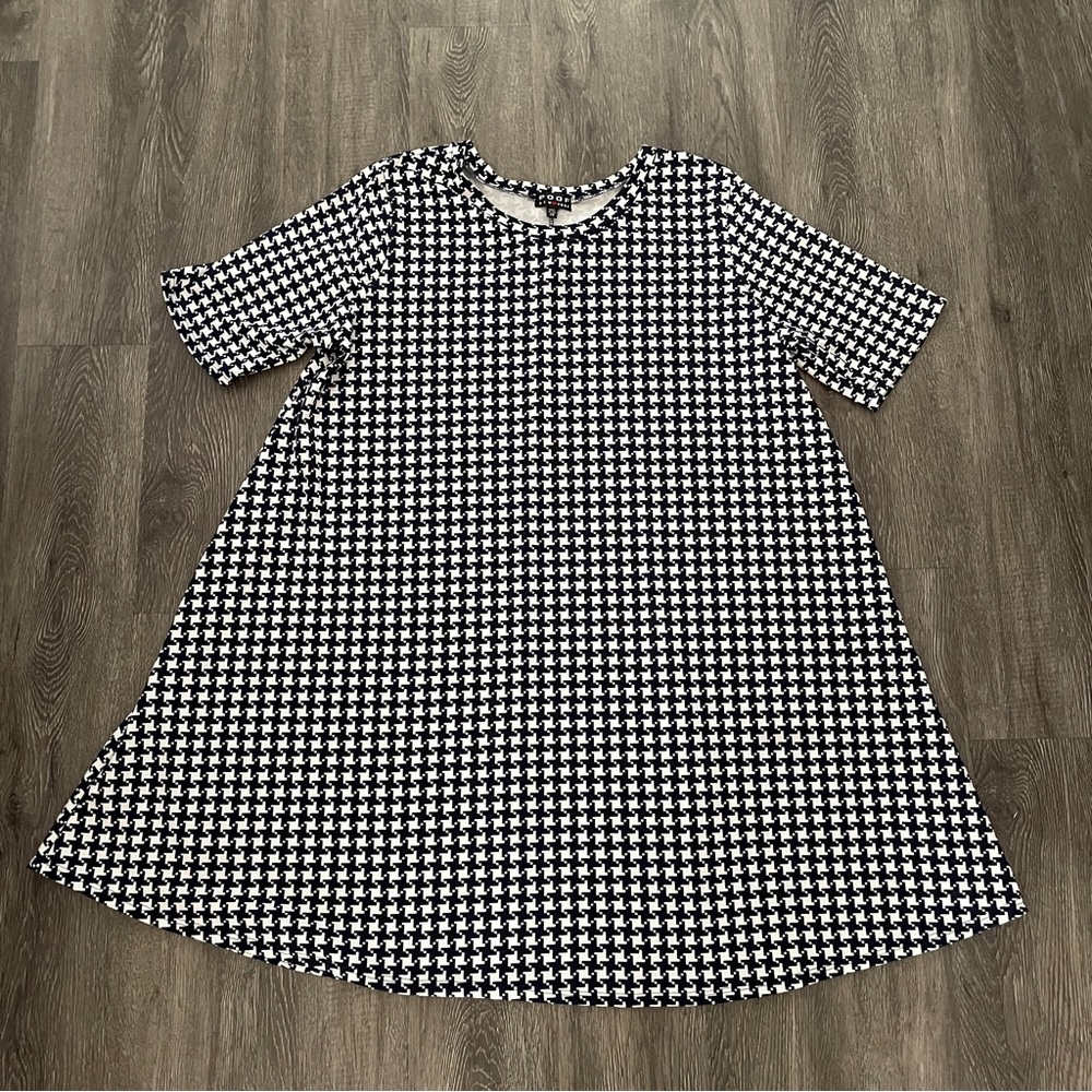 Blue and White Houndstooth Dress